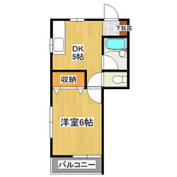 関東鉄道常総線 水海道駅 徒歩7分の賃貸アパート 2階1DKの間取り