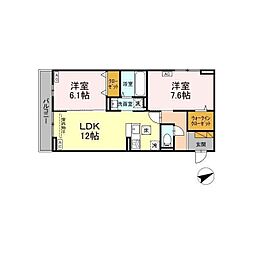 Ｅ’ｃｌａｔ 3階2LDKの間取り