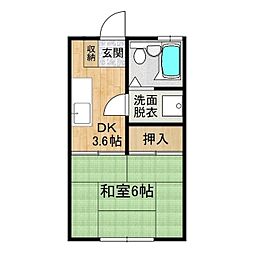 ヴィラ一番館 1Kの間取図画像