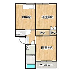 セラプールA 1階2DKの間取り
