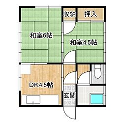 石塚住宅（駒場） 2DKの間取り