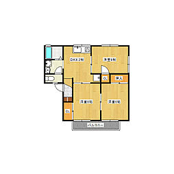 メゾン森Part I・II 2階3DKの間取り
