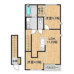 Sapotene 2階1SLDKの間取り
