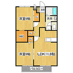 グリーンフィールド 2階2LDKの間取り