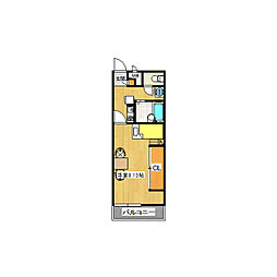 レオパレスアズール 1Kの間取図画像