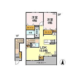 Lamer　Kou 2階2LDKの間取り