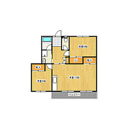 リーフ井野 2LDKの間取図画像
