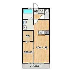 ひたち野ハイムヤマニIII 1階1LDKの間取り