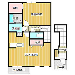 サンライト 2階1LDKの間取り