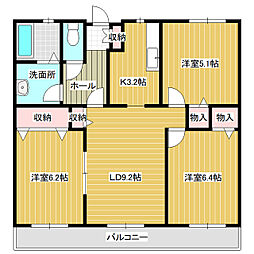 メゾンベール 3LDKの間取図画像