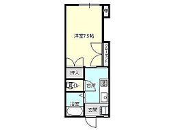 エルクハウス 1Kの間取図画像