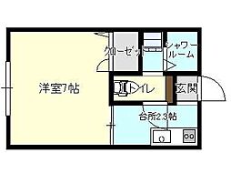 ジュネス潤 1Kの間取図画像
