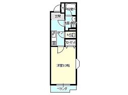 フリーデン 1Kの間取図画像