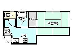 寿荘 ワンルームの間取図画像