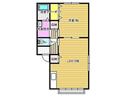 コーポフラワーユーB 1LDKの間取図画像