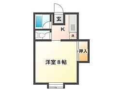ハイツアメニティー 1Kの間取図画像