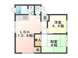 パナハイツ新藤田 2LDKの間取図画像