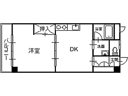 フローラルパレス 1DKの間取図画像