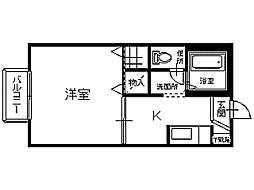 シャーメゾンK 1Kの間取図画像