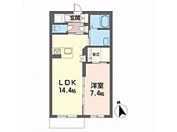 メゾンマスト盛南中央3 1LDKの間取図画像