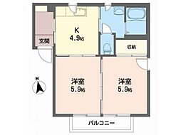 フローラリアA 2Kの間取図画像