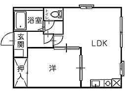 アーバンハイツ城西B 1LDKの間取図画像