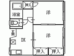 レジデンス城西C 2DKの間取図画像