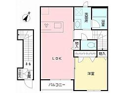 セルディーナ清水町 1LDKの間取図画像