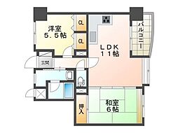 パークハイツ安方3 2LDKの間取図画像