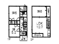 ウエステリア G-2号室 1階3LDKの間取り
