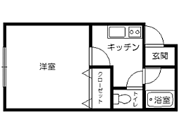 リンデンバウム浜館 1Kの間取図画像
