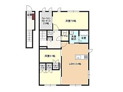 レトア未来B 2LDKの間取図画像
