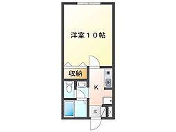 アップルホーム 2階1Kの間取り