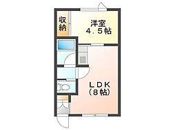 アポロB 1階1LDKの間取り