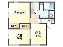 グリーンヒルズF 3Kの間取図画像