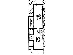 アップルハイツ1 1Kの間取図画像