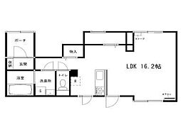 ホームタウンみどり 1階ワンルームの間取り