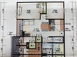 アヴニール向中野1 2LDKの間取図画像
