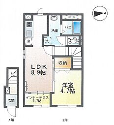 アラ・ミゾン 1LDKの間取図画像