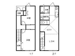 ラシャーンブルブラン 2LDKの間取図画像
