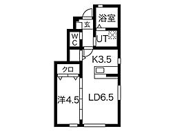Pierre Homme(ピエール・オム)I 102号室 1階1LDKの間取り