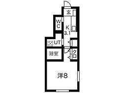 ボヌールテラス 1Kの間取図画像
