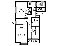 サンパティークD 2LDKの間取図画像
