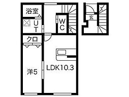 クレスト尼沼C棟 1LDKの間取図画像