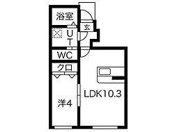 クレスト尼沼A棟 1LDKの間取図画像
