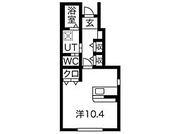 Le・cielII ワンルームの間取図画像