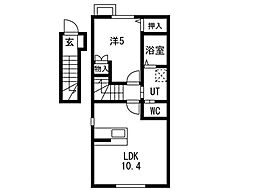 East VillageIII 202号室 2階1LDKの間取り