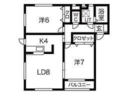 レジデンス中田.A 2LDKの間取図画像