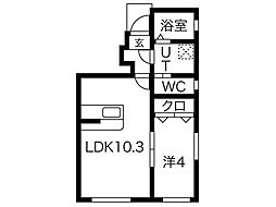 クレスト尼沼A棟 1LDKの間取図画像