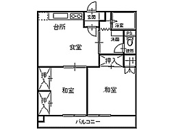 ヤマチュウビル 2LDKの間取図画像